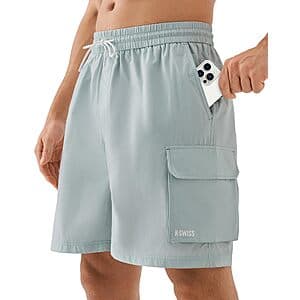 K-Swiss Men's 9" Lightweight Stretch Quick-Dry Cargo Shorts w/ 4 Pockets (4 Colors) $11.55