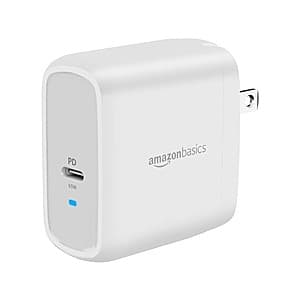 Amazon Basics 65W One-Port GaN USB-C Wall Charger w/ Power Delivery (White) $11 + Free S/H for Prime Members