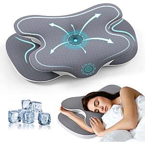 Alupssuc Memory Foam Cervical Neck Pillow w/ Cooling Silk Case (2 colors) $25