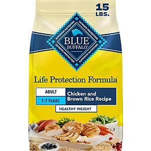 Select Accts: 45-lb Blue Buffalo Healthy Weight Dry Dog Food (Chicken & Rice) $34.80 w/ S&S + Free S&H