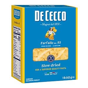 16-Oz De Cecco Farfalle No. 93 Pasta $1.70 w/ S&S