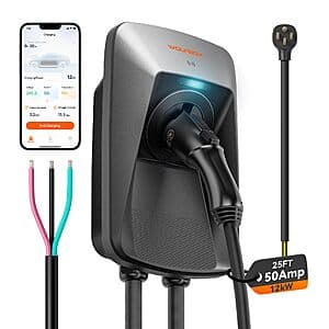 WOLFBOX 50A J1772 Hardwired Level 2 EV Charger w/ NEMA 14-50 Plug $258 + Free S&H