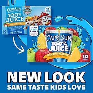 4-Pk 10-Ct Capri Sun Mango Pineapple Flavored 100% Juice Blend Pouches $11.25 w/ S&S