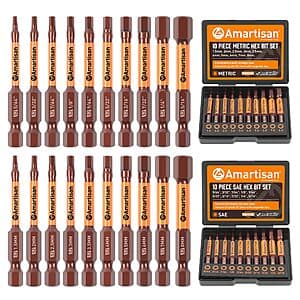 20-Pc Amartisan Metric & SAE Hex Head Allen Wrench Drill Bit Set w/ Storage Box $9