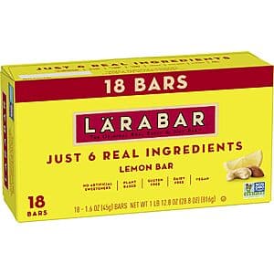 18-Ct 1.6-Oz Larabar Gluten Free Vegan Fruit & Nut Bars (Lemon Bar) $9.15 w/ Subscribe & Save