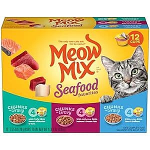 Select Accts: 12-Pk 2.75-Oz Meow Mix Wet Cat Food (Various Seafood Favorites) $4.40 w/ S&S