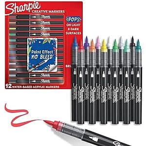 12-Count Sharpie Creative Paint-Like Brush Tip Acrylic Markers (Assorted Colors) $9.50 w/ Subscribe & Save