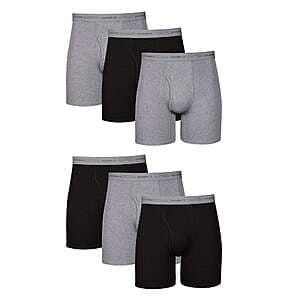 Prime Members: 6-Pk Hanes Men's Boxer Briefs (Black/Gray) $11.10