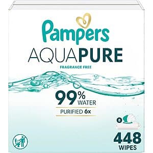 Select Accts: 8-Pk 56-Ct Pampers Aqua Pure Fragrance-Free Baby Wipes $16.40 w/ S&S
