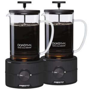 Two 22-oz Presto Dorothy Rapid Cold Brewers in clear plastic with white/grey components.