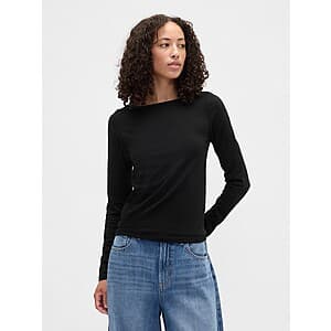 Gap Women's Stretch Jersey Boatneck T-Shirt (Black) $3.40 + Free S&H