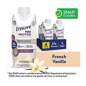 2-Count 4-Pack 11-Oz Ensure Max 30g Protein Shake (5 flavors) + $10 Walmart Cash $19.95