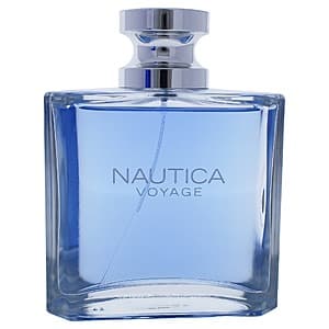 Nautica Voyage Cologne Spray for Men in an attractive 3.4 fl oz bottle with aquatic-themed packaging.