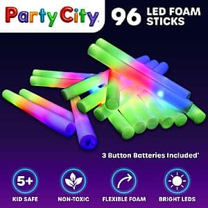 96-Pk 14" Party City LED Foam Glow Sticks $26