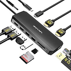 WAVLINK 12-in1 Laptop Docking Station w/ Dual 4K HDMI & Gigabit Ethernet $27.50 + Free S&H