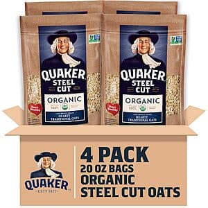 4-Pack 20-Oz Quaker Organic Steel Cut Oats $8.75 w/ Subscribe & Save