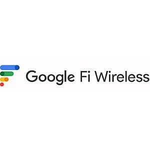 Google Fi logo and Unlimited Essentials plan details on promotional page.