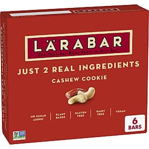 6-Count 1.7-Oz Larabar Gluten Free/Vegan Fruit & Nut Bars (Cashew Cookie) $3.35 w/ Subscribe & Save