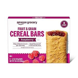 8-Pack 1.3-Oz Amazon Grocery Fruit & Grain Cereal Bars (Raspberry) $1.45 w/ Subscribe & Save