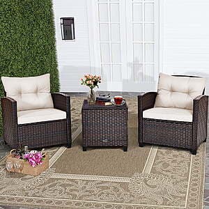 3-Piece Costway Rattan Patio Furniture Set w/ 2 Chairs & Coffee Table (Various) from $137.20 + Free S&H