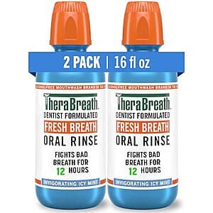 Select Accounts: 2-Pk 16-Oz TheraBreath Fresh Breath Oral Rinse (Icy or Mild Mint) $10.75 w/ Subscribe & Save