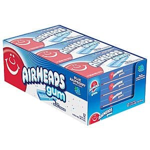12-Pack Airheads Sugar Free Chewing Gum (Blue Raspberry; 14-Sticks/box) $6.55 w/ Subscribe & Save