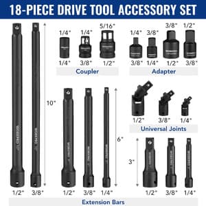 18-Piece Workpro Drive Tool Accessory Set (Standard) $19.40 + Free Shipping
