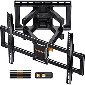 Perlegear Full Motion TV Wall Mount for 42-90" TVs (Holds up to 132-lbs) $32.90
