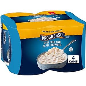 4-Pack 18.5oz Progresso Rich & Hearty New England Clam Chowder Soup $3.70 w/ Subscribe & Save