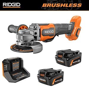 RIDGID 18V Brushless 4-1/2" Angle Grinder w/ 2x MAX 4.0Ah Batteries & Charger $149 + Free Shipping