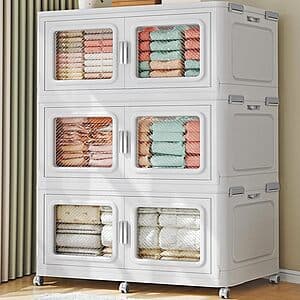 3-Pk 220-qt Broview Stackable Storage Bins w/ Lids & Wheels (white) $100 + Free S&H