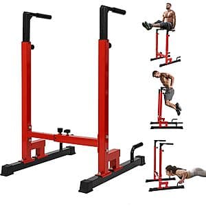 Yes4All 80-Levels Adjustable Dip Bar Stand Station Machine (Red/Black) $52.20 + Free S&H