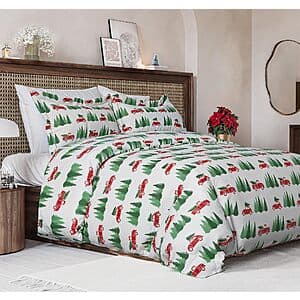 3-Pc CGK Unlimited Christmas Tree Truck King Size Duvet Cover Set w/ 2 Pillow Shams $12