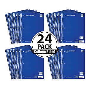 24-Count 70-Sheet Pen+Gear College Rule Notebooks (Blue) $6.50
