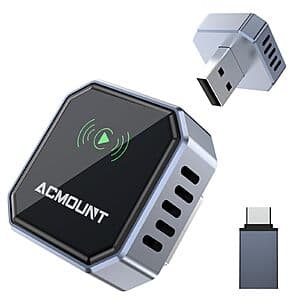 Acmount 2-in-1 Wireless Carplay & Android Auto Adapter $10