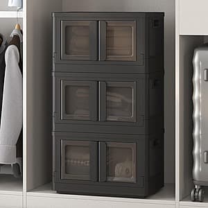 3-Pack 37-Qt Fleximounts Stackable Storage Bins w/ Lids (Black) $40 + Free Shipping