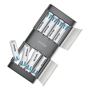 8-Pack imuto 1.5V 2500 mAh Rechargeable AA Lithium Batteries w/ 8-Port Charger $10.45 w/ Subscribe & Save