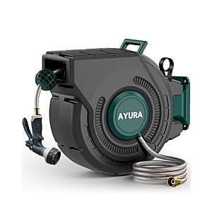 1/2" x 100' Ayura Retractable Garden Hose Reel $64 + Free S&H