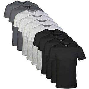 10-Pack Gildan Men's Crew T-Shirts (Black/Sport Grey/Charcoal) $21