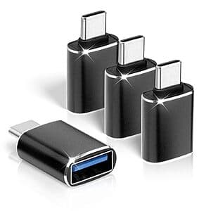 3-Pk zikker USB-A to USB-C Adapters (Black) $2.85