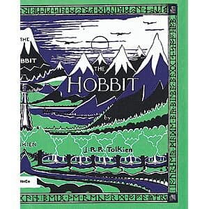 The Hobbit by J.R.R. Tolkien hardcover book with classic fantasy cover design.