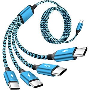 5' Jogrytece 4-in-1 USB C to 4x USB C Charging Cable $4.75