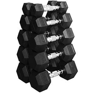 BalanceFrom Compact Rubber Hex Dumbbells Set (150-Lb Total, 5 Pairs) $98 + Free Shipping
