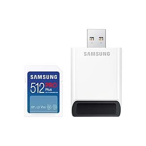 512GB Samsung PRO Plus UHS-I SDXC Memory Card w/ USB-A Card Reader $29.35