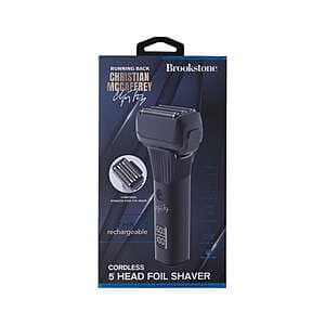 Men's Brookstone x Christian McCaffrey 5-Head Rechargeable Electric Foil Shaver $10 + Free S&H on $35+