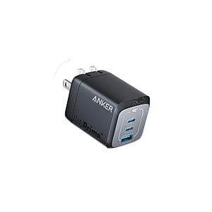 Anker Prime 67W 3-Port (2x USB-C + 1x USB-A) GaN Compact Fast Wall Charger $35