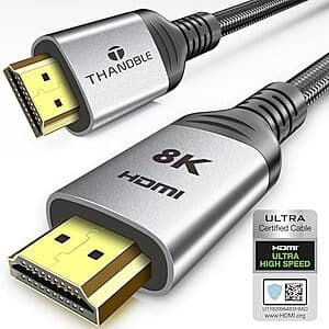 6.6' THANDBLE Certified Ultra High Speed HDMI 2.1 Cable $5.65
