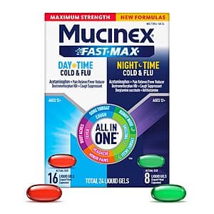 24-Count Mucinex Fast-Max Maximum Strength Day & Night Cold and Flu Medicine $10.15 w/ Subscribe & Save