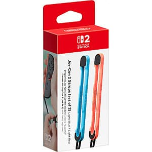 Pair of Nintendo Joy-Con wrist straps in light blue and light red colors.