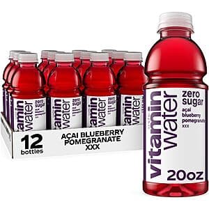 12-Pack 20oz vitaminwater XXX Zero Sugar Flavored Water (Acai-Blueberry-Pomegranate) $9.35 w/ Subscribe & Save